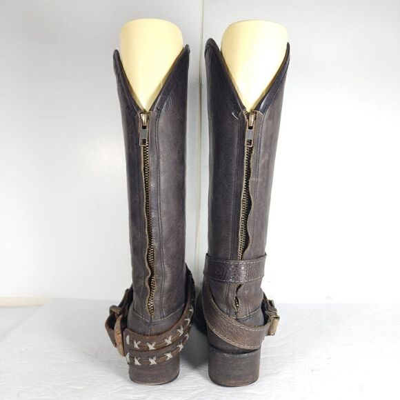 FREEBIRD by STEVEN Women's Knox US7 Leather Distressed Dark Brown Riding Boots - Picture 10 of 12